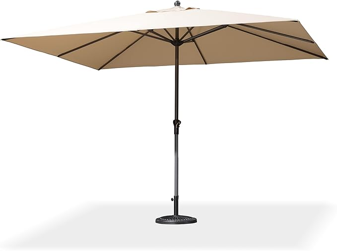 PURPLE LEAF 11.5' x 9' Patio Market Umbrella Outdoor Table Sun Umbrellas with Crank 8 Aluminum Sturdy Ribs for Pool Deck Backyard Beach Beige
