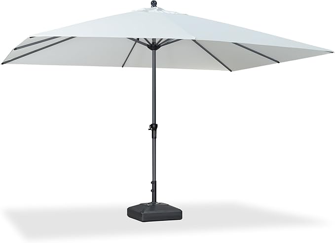 PURPLE LEAF 11.5' x 9' Patio Market Umbrella Outdoor Table Sun Umbrellas with Crank 8 Aluminum Sturdy Ribs for Pool Deck Backyard Beach White