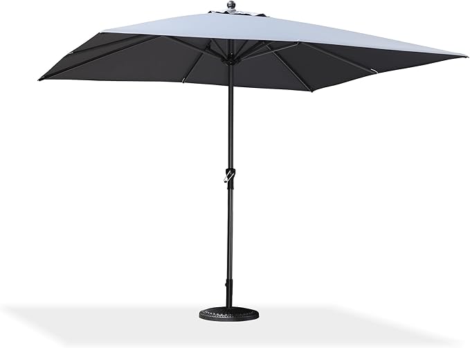 PURPLE LEAF 10' x 10' Square Patio Umbrella Outdoor Table Umbrella Aluminum Frame Market Umbrella Sun Umbrella with 8 Sturdy Ribs for Garden Deck Lawn & Pool Light Gray