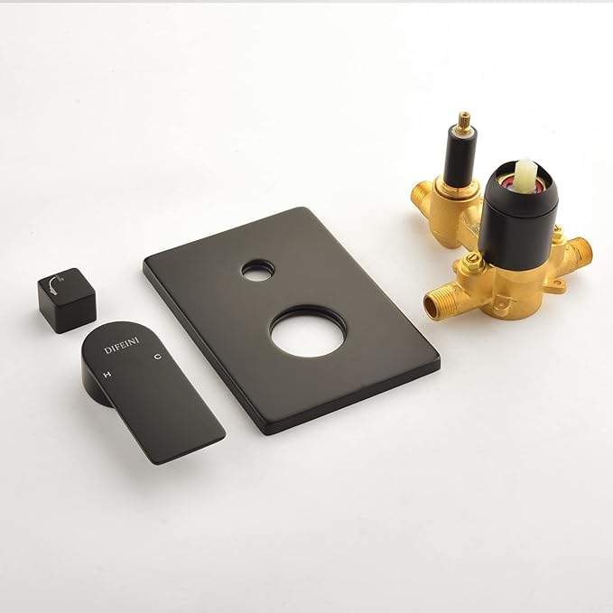 Tub and Shower Faucet Set Matte Black Shower System Trim Kit with Rough in Valve Shower Tub Kit Combo Wall Mount 33019B