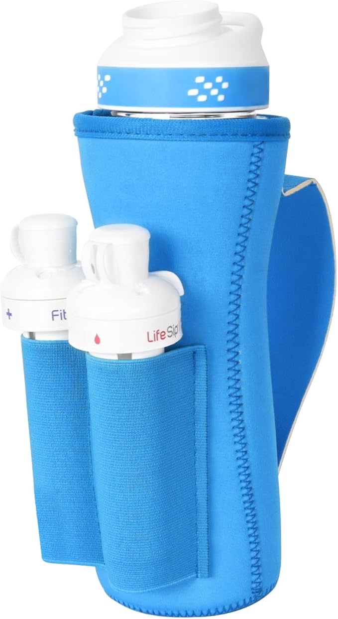 Sleeve for Cirkul Water Bottle with Cartridges Holder and Handle 22oz Water Bottle Holder for Cirkul Plastic and Stainless Steel Bottle Neoprene Sleeve for Cirkul Bottle (2 Pcs Blue)