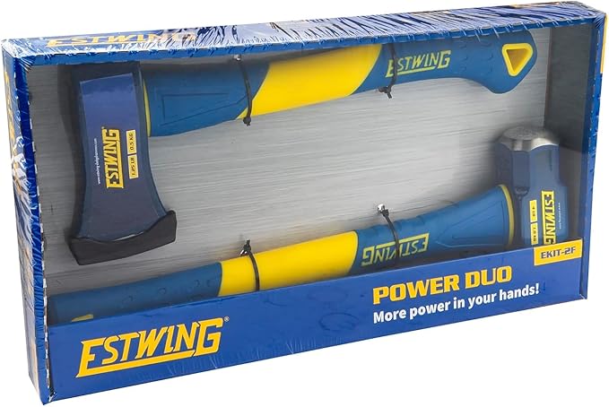 Estwing Power Duo 2pc Set, 4 lb. x 16" Sledge Hammer and 1.25 lb x 14" Axes with Fiberglass Handle
