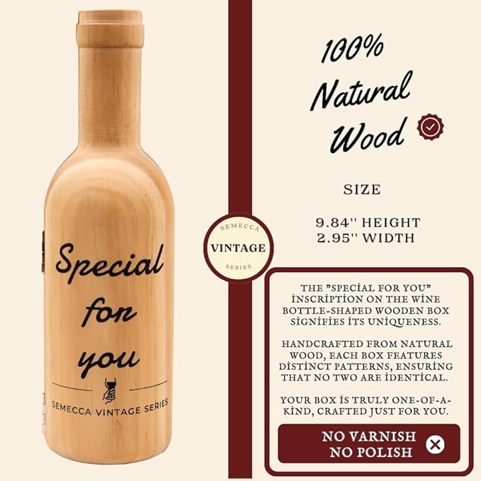 Semecca® Corkscrew Wine Opener, Waiter's Corkscrew, Double Stage, The perfect Wine Opener and Wine key, Wine Bottle Shaped Wooden Box, Gift for Wine Lovers (Rosewood)