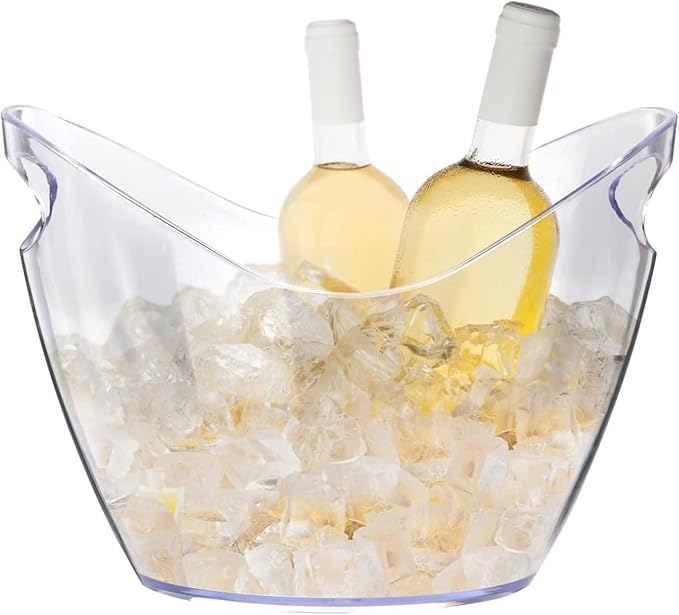 Clear Ice Buckets for Parties - Acrylic Ice Bucket - 4 Liters Beverage Tub for Drinks and Parties- Plastic Ice Bucket for Cocktail Bar - A Perfect Plastic Tub to serve Chilled Drink