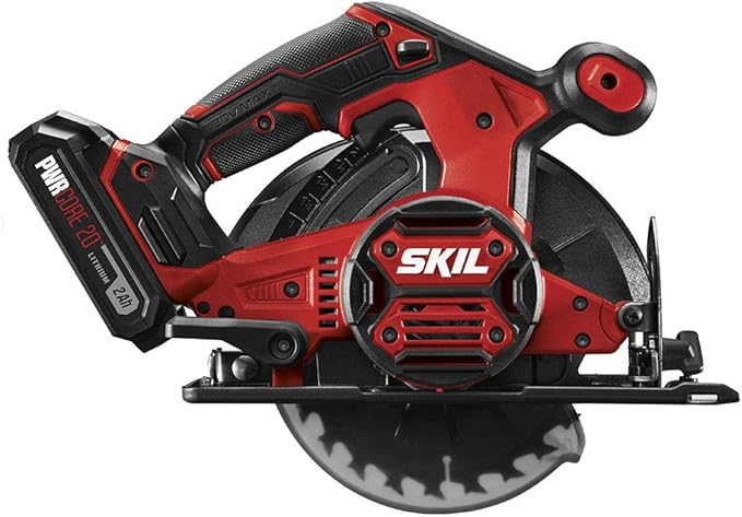 SKIL 20V 6-1/2 Inch Cordless Circular Saw Includes 2.0Ah PWR CORE 20 Lithium Battery and Charger - CR540602