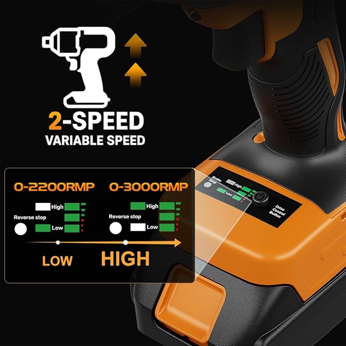 1/2 Power Impact Wrench 400N.m/ 300ft-lbs Impact Gun Cordless Electric Impact Driver with Battery and Charger include 17/19/20/21mm Sockets and 5 inch Extension Rod