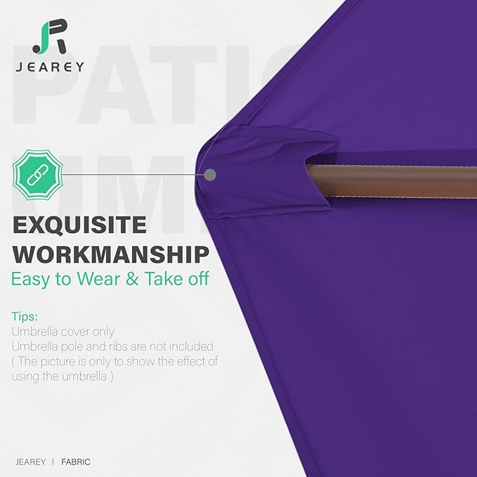 JEAREY 9 ft Patio Umbrella Replacement Canopy for 8 Ribs, Table Market Yard Umbrella Replacement Top Cover-Dark Purple (Canopy Only)