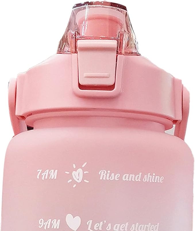 Frosted Gradient Color Rinking Bottles with Straw, Open Leakage Proof Sports Water Cup for Office, Gym, Outdoor(Pink)