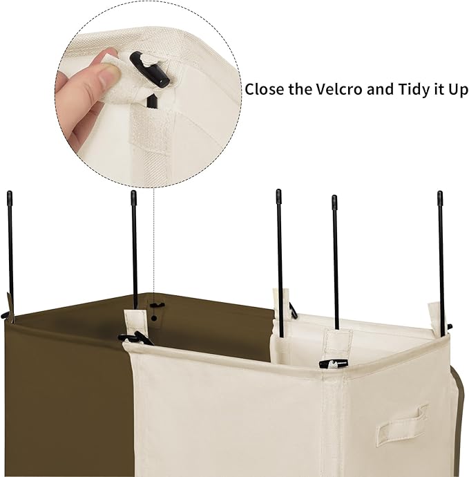 WOWLIVE Double Laundry Baseket with Lid and Removable Laundry Bags,154L Large Laundry Hamper 2 Section Collapsible Dirty Clothes Hamper for Laundry Room,College Dorm,Bathroom,Brown and Beige