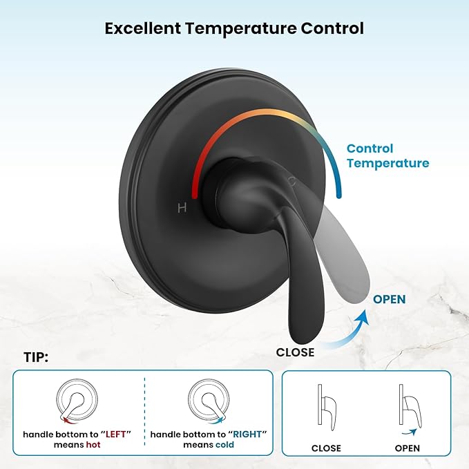 gotonovo Tub Shower Faucet Set,2 in 1 Dual Shower Head and Handle Set with Tub Spout Wall Mount Bathroom Shower Trim Kit with 3-way Water Diverter Valve Included Various Modes Matte Black