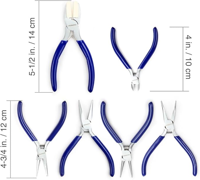 WORKPRO 7-Piece Jewelers Pliers Set, Jewelry Making Tools Kit with Easy Carrying Pouch (Blue)