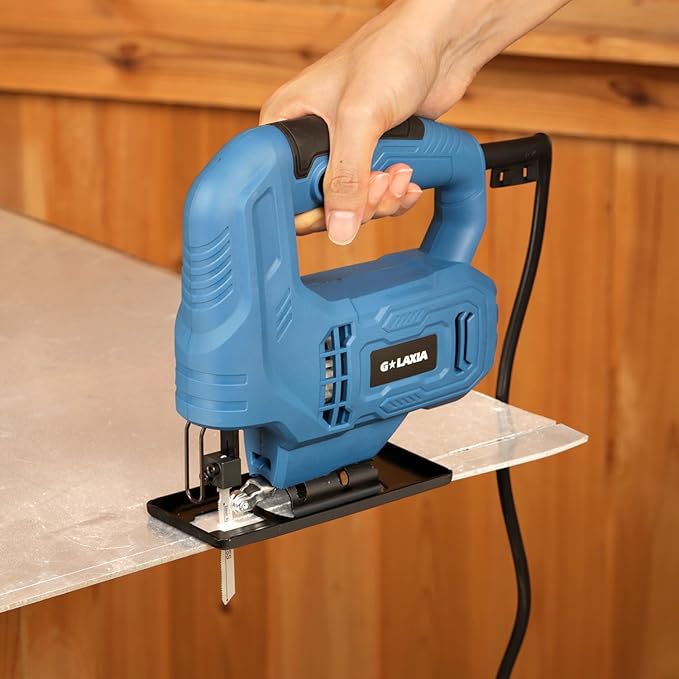 Jigsaw, 3.5 Amp Corded Jig Saw with 3pcs Cutting Blades, ±45° Bevel Cutting, 3000 SPM with Lock-on Button, Corded