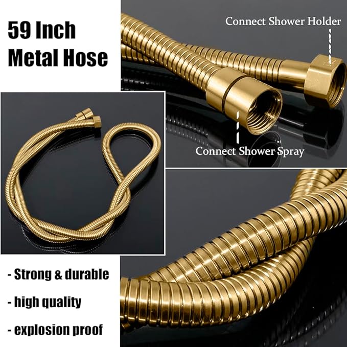 Shower Faucet Set Brushed Gold Rough-in Anti-Scald Pressure Balanced Valve Body Modern Luxury Wall Mounted 10 Inch Rain Mixer Shower System (Brushed Gold)