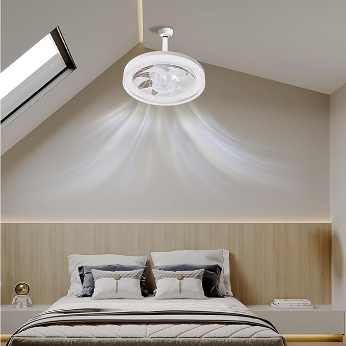 Socket Ceiling Fan Light,Ceiling Fan with Light,Light Dimmable Bulb Fan with Remote, Socket Fan Light,Light and Fan Combo for Bedroom, Dinning Room, Corridor