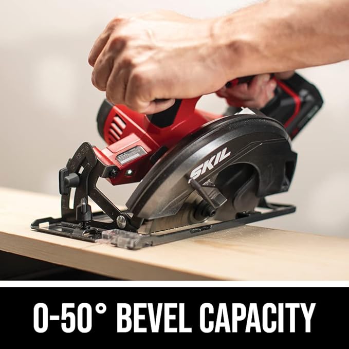 SKIL 20V 6-1/2 Inch Cordless Circular Saw Includes 2.0Ah PWR CORE 20 Lithium Battery and Charger - CR540602