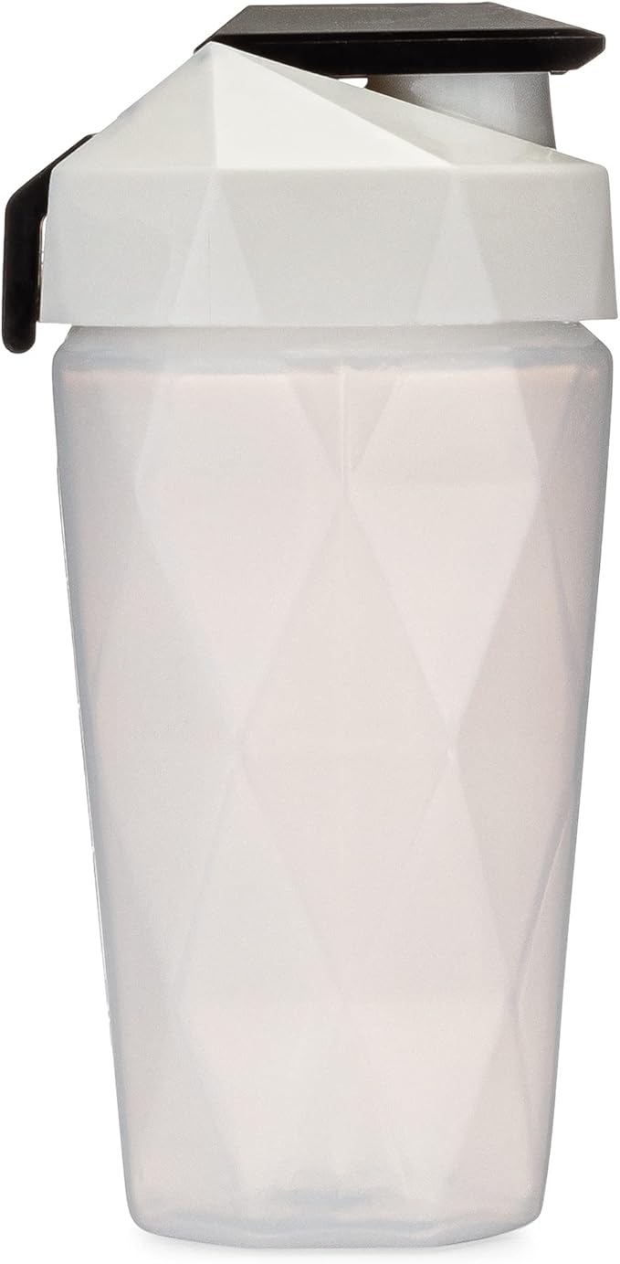Classic 20oz Blender Shaker Bottle | Protein Shaker Bottle with Diamond Agitator | Shaker Cup with Carrying Handle and Dishwasher Safe | White - 20-Ounces