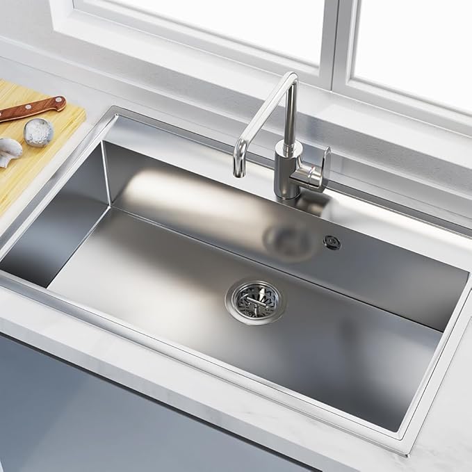 KONE Kitchen Sink Drain Sink Strainer 3-1/2 Inch Drain Assembly Kit Replacement for Universal 3.5 Inch Kitchen Sink, All Stainless Steel Body with Strainer Basket and Drain Stopper (9171,Stainless)