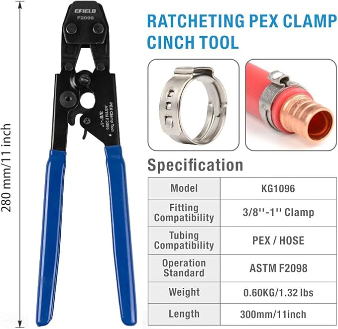 EFIELD 1/2 inch 2x75 ft Pex-b Pipe/Tool Kit- Pex-b Pipe/Tubing Blue & Red 150ft, Crimping Tool, Pipe Cutter, 30 Pieces Stainless Steel Clamps,(AB-2-75-KIT)