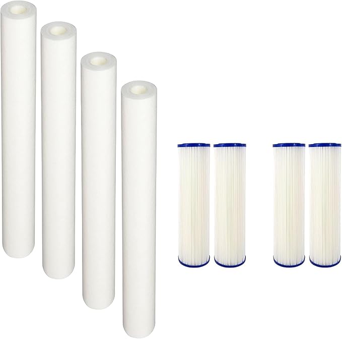 CFS – Whole House Replacement Water Filter Cartridges Compatible with EQ-304-20 & EQ-PFC.35 Models – Removes Bad Taste – 20" Replacement Filter Cartridge (4 Pack - Pre + Post Filter)