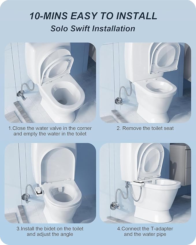 Bidet Attachment for Toilet, Non-Electric Toilet Bidet Attachment Self Cleaning Dual Retractable Nozzles for Frontal &Rear Wash