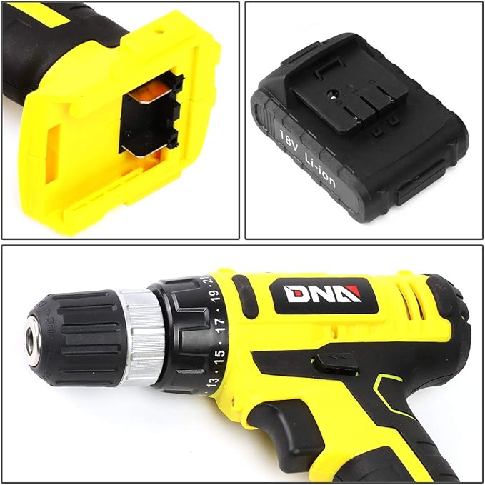 DNA MOTORING 46pcs 18V 1300mAh Cordless Drill Set, Drill Driver Home Tool Kits Combination Tool Set, Tool Kit with Drill For Home, DIY, Maintenance, Yellow, TOOLS-00019