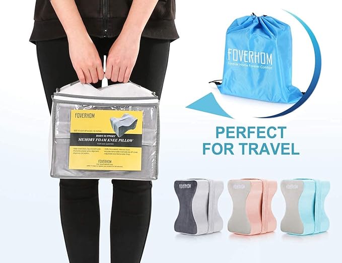 foverhom Memory Foam Knee Pillow,Orthopedic Leg Pillow for Sciatica Relief,Back Pain, Pregnancy, Leg Pain, Hip Pain and Sciatica Relief,Pink Peach