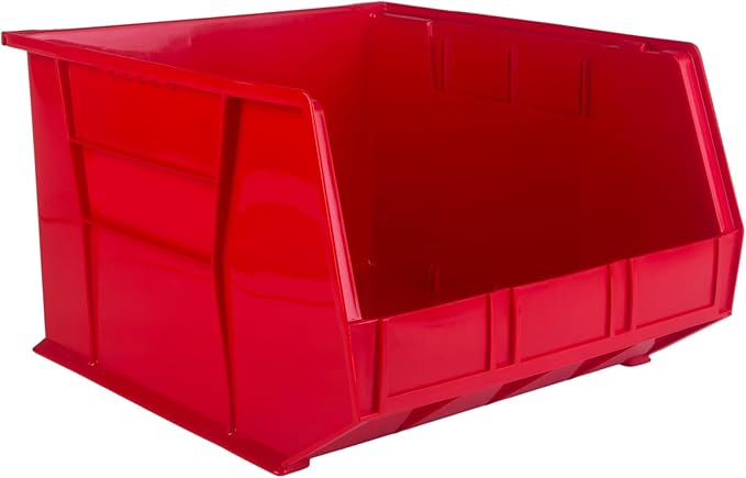 Hudson Exchange 18" x 16.5" x 11" (3 Pack) Plastic Stackable Storage Bin and Hanging Container, Red