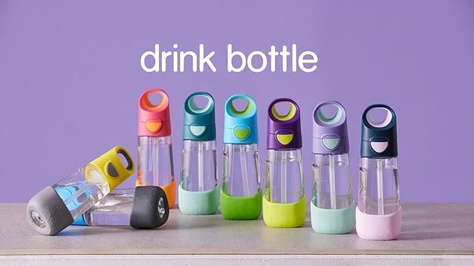 b.box 15oz Tritan Straw Bottle: Kids Water Bottle for Toddlers & Up. Spill Proof, Leak Proof, BPA Free. Great for School/Daycare or Next Step after Sippy Cups (Lilac Pop)