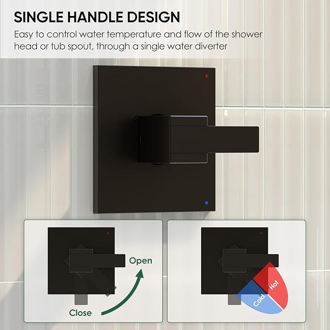 Replacement for Delta Faucet Shower Trim Kit 14 Series, Matte Black Bathtub Shower Faucet Set, 10-Inch Black Shower Head and 16-Inch Shower Arm Combo(Valve/Cartridge Not Included)