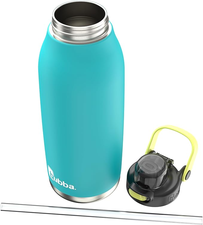 Bubba Radiant Stainless-Steel Pop-Up Straw, 40oz Water Bottle, Medium, Rubberized Scuba