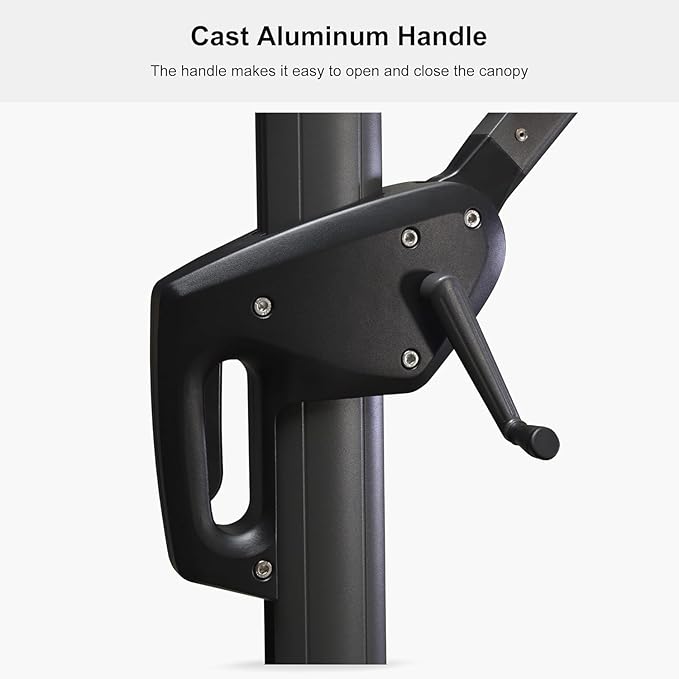 PURPLE LEAF 10' X 13' Patio Umbrella Outdoor Cantilever Rectangle Umbrella Aluminum Offset Umbrella with 360-degree Rotation for Garden Deck Pool Patio Black