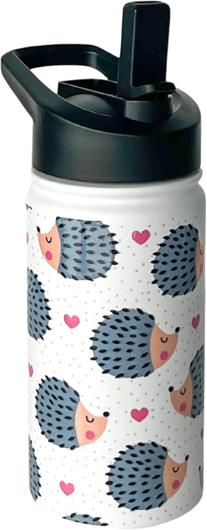 Biddlebee Kids Water Bottle with Straw Lid | 14oz Insulated Stainless Steel Reusable Bottles for School | Leak Proof Cap with Handle & Touch Free Spout | Great for Boys & Girls