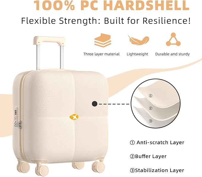 Wine Suitcase, 6 Bottle Wine Luggage, Durable Wine Travel Case, Fly With Wine Suitcase with TSA Lock, Versatile Wine Carrier with Removable Inserts and Silent Spinner Wheels(Cream)