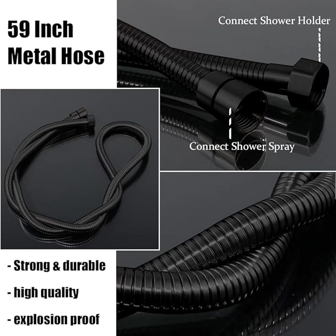 Shower Faucet Set Matte Black Rough-in Anti-Scald Pressure Balanced Valve Body Modern Luxury Wall Mounted 10 Inch Rain Mixer Shower System (Matte Black)