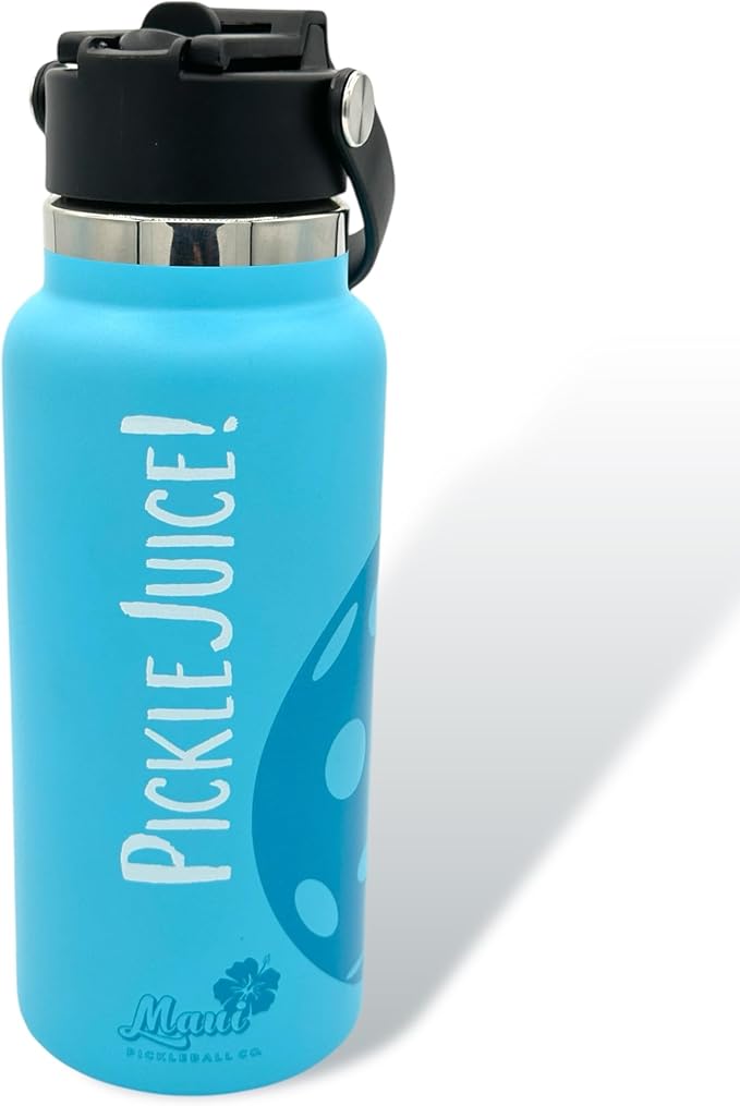 Maui Pickleball Co.™ Pickleball Water Bottle 32oz Pickleball Gifts Insulated Stainless Steel Water Bottle Funny Water Bottle PickleBall Accessories Sip/Straw Lid Pickleball Bottle Viral TikTok Bottle