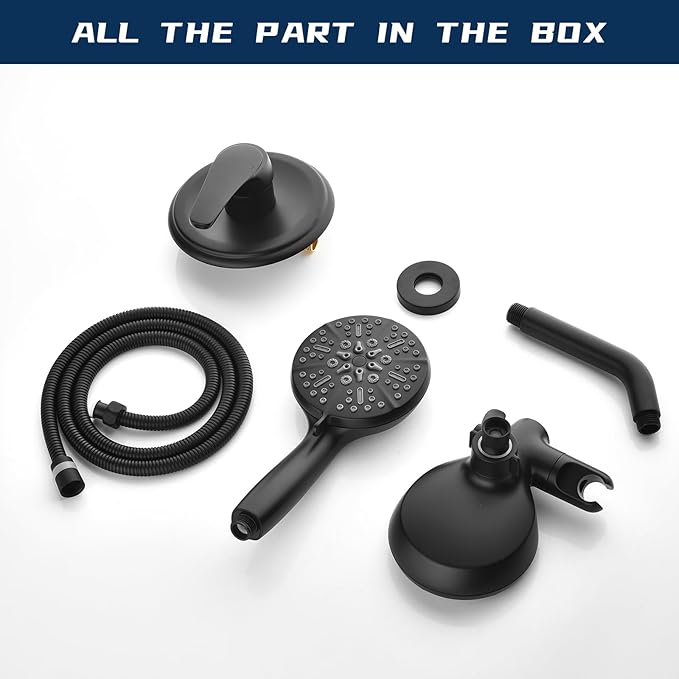 Dual Shower Faucet Set High Pressure Dual 2 in 1 Shower Combo Set Shower System with Handheld Showerhead 3-way Water Diverter Shower Trim Kit Matte Black