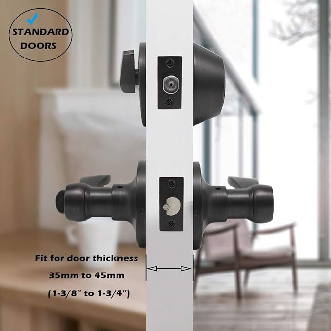 Oil Rubbed Bronze Entry Levers and Single Cylinder Deadbolt Locksets with Same Key,Keyed Alike Entrance Locks,Drop/Wave Lever Style,10Pack