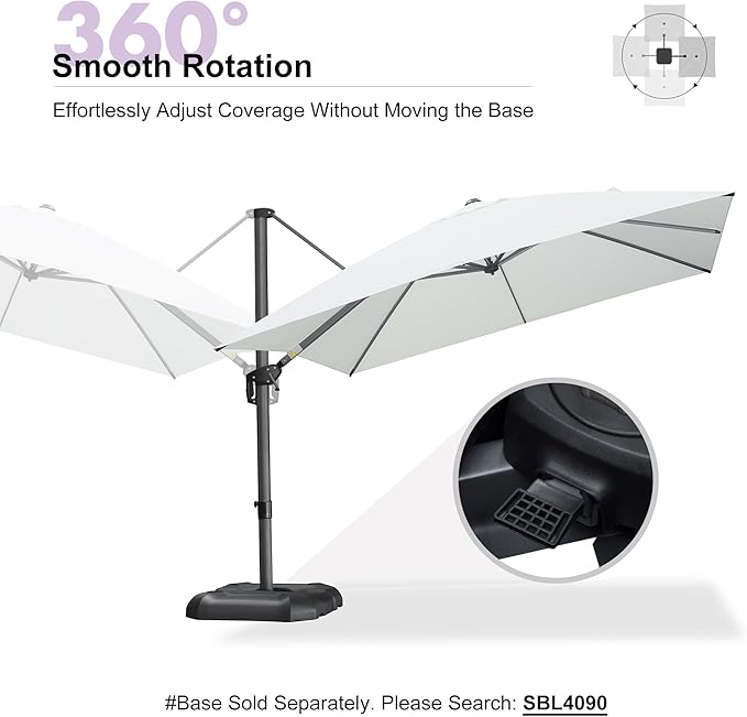PURPLE LEAF 10 Feet Patio Umbrella Outdoor Cantilever Square Umbrella Aluminum Offset Umbrella with 360-degree Rotation for Garden Deck Pool Patio, White