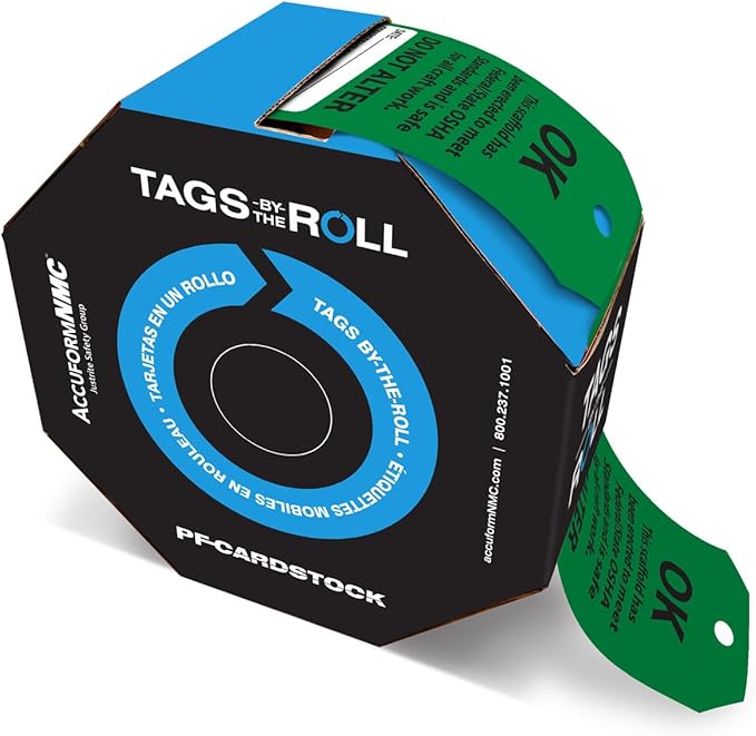 100 Scaffolding Tags by-The-Roll, Scaffold Ok Do Not Alter, US Made OSHA Compliant, Waterproof PF-Cardstock, Resists Tears, 6.25"x3", TAR112