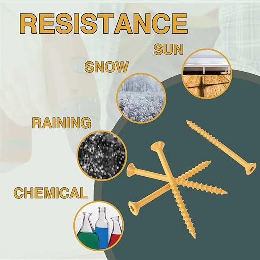 T.K.Excellent Deck Screws 3-1/2 Inch Wood Screws #10 x 3-1/2, 330 Pcs, Rust Resistant Structural Fence Screws Torx Drive Screw, Two T25 Bits, Brilliant Yellow Ruspert Coating Rust Proof