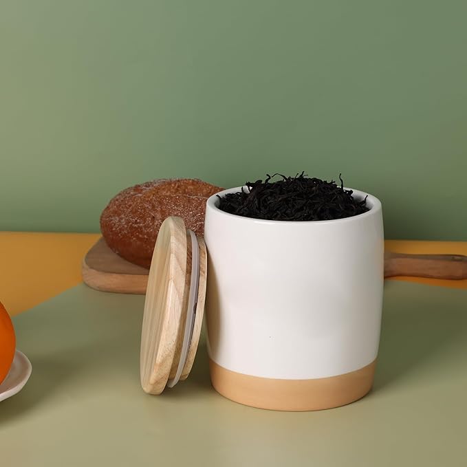 LEETOYI Ceramic Food Storage Jar with Seal Lid,Kitchen Canisters for Countertop, Serving for Ground Coffee, Tea, Sugar, Salt and More, 33 Oz