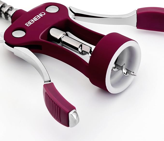Wine Opener, Zinc Alloy Premium Wing Corkscrew Wine Bottle Opener with Multifunctional Bottles Opener, Sharp Corkscrew with Ergonomic Non-slip Wing Handle, Upgrade Purple