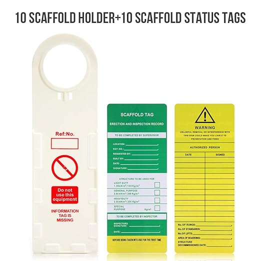 Scaffold Status Holder and Safety Inspection Tags - Do Not Use Scaffold - 10 Pcs