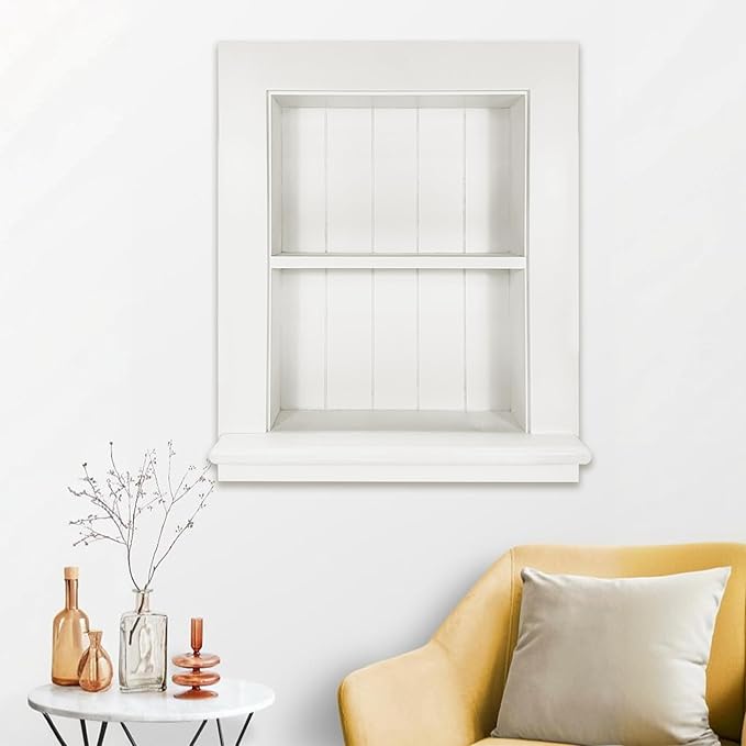 Royxen Bathroom Wall Cabinet with 2-Tier Shelves,Wooden Recessed Medicine Cabinet Over Toilet Storage Cabinet,Bathroom Cabinet Wall Mount for Home Storage, 14 x 18 Inch, White