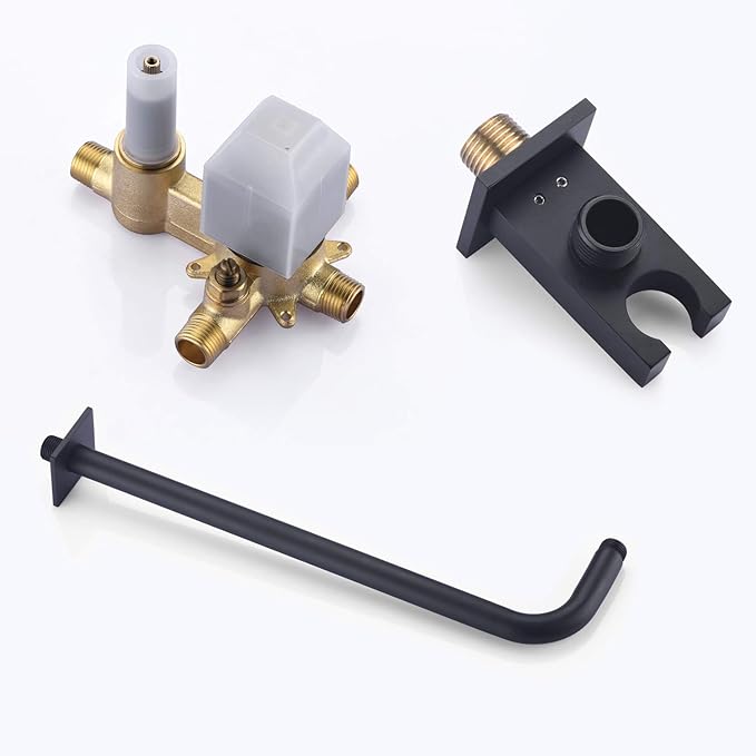 sumerain Matte Black Pressure Balance Shower Systems with 8 Inches Rain shower and Handheld, Rough-in Valve Body and Trim included