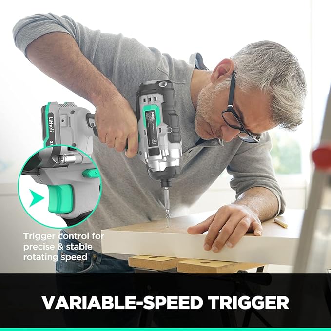Litheli 20V Cordless Impact Driver, 1/4 Hex Impact Driver 1150 In-Lbs Torque, 3 Socket Adapters, 2 Driver Bits(Battery and Charger not Included)