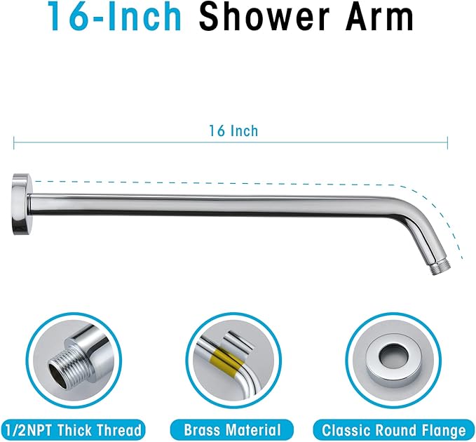 PROOX 3 Handle Tub Shower Faucet Set, 10" Rainfall Shower Head with Tub and Shower Trim Kit with Rough-in Valve, Polished Chrome Bathtub Shower Faucets, Wall Mounted Bathroom Rain Shower System