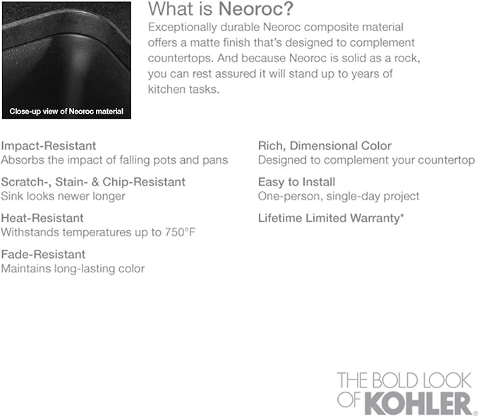 KOHLER 8199-CM7 Cairn Sink, 33 in, Matte Graphite