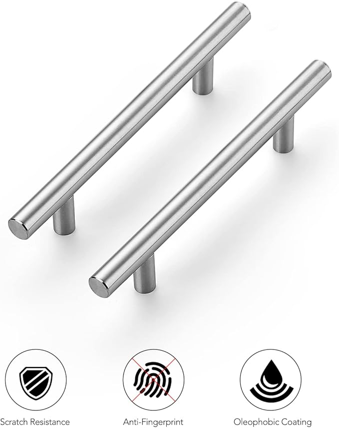 Ravinte 24 Pack | 6-3/10" Cabinet Pulls Brushed Nickel Stainless Steel Kitchen Cupboard Drawer Pulls Cabinet Handles 6-3/10 Inch Length,4 Inch Hole Center with Mounting