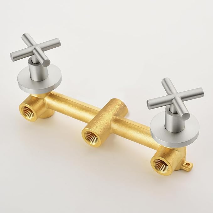 2 Handles Shower Faucet Set with Tub Spout Bathtub Shower Faucet Combo Set Shower System Complete Tub and Shower Trim Kit Brushed Nickel Wall Mounted Shower Fixtures